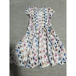 Dot Dot Smile Dress Girl’s Size 5/6 White Geometric Graphic Sleeveless Long